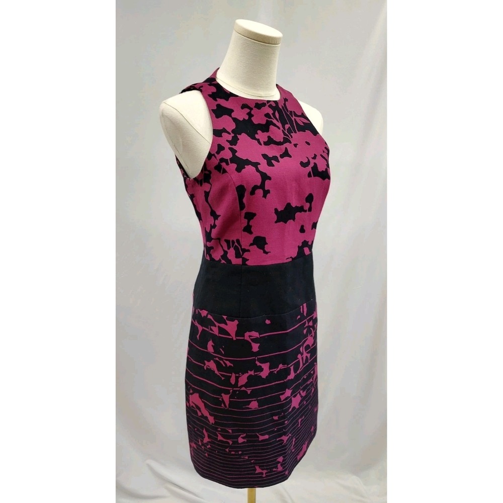 4C 4 Collective Sheath Dress Black & Fuchsia Pencil Slim Sophisticated Classic 6